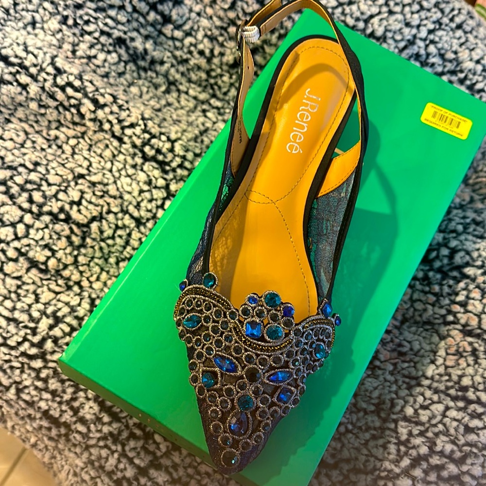 J. Renee blue sling back low heel